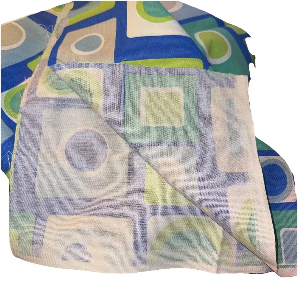 Vtg DCI Springs Cotton Fabric Atomic Age Geometric Shapes Blue Green 2004 1 Yd
